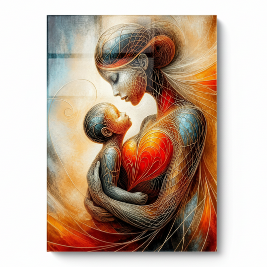 L'amour de la Mère Tableau en Verre Trempé