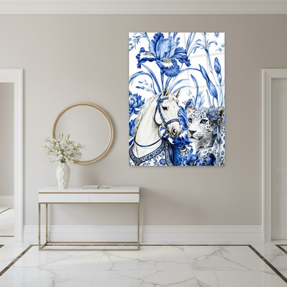 Cheval et Léopard Tableau en Verre Trempé