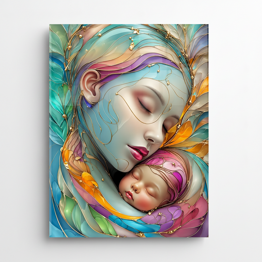 L'amour de la Mère Tableau en Verre Trempé