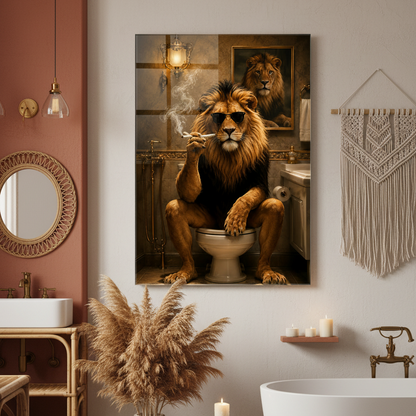 Lion Rigolo Tableau en Verre Trempé
