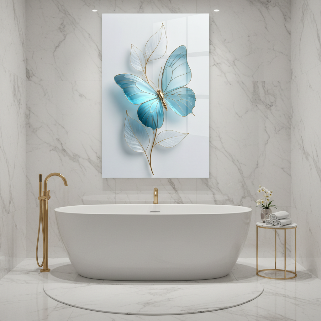 Farfalla in 3D Quadro in Vetro Temperato