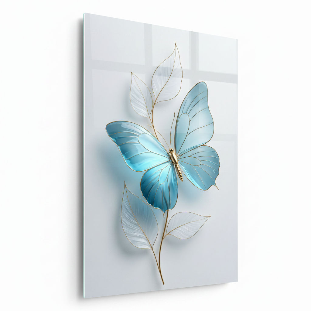 Farfalla in 3D Quadro in Vetro Temperato