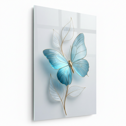 Farfalla in 3D Quadro in Vetro Temperato