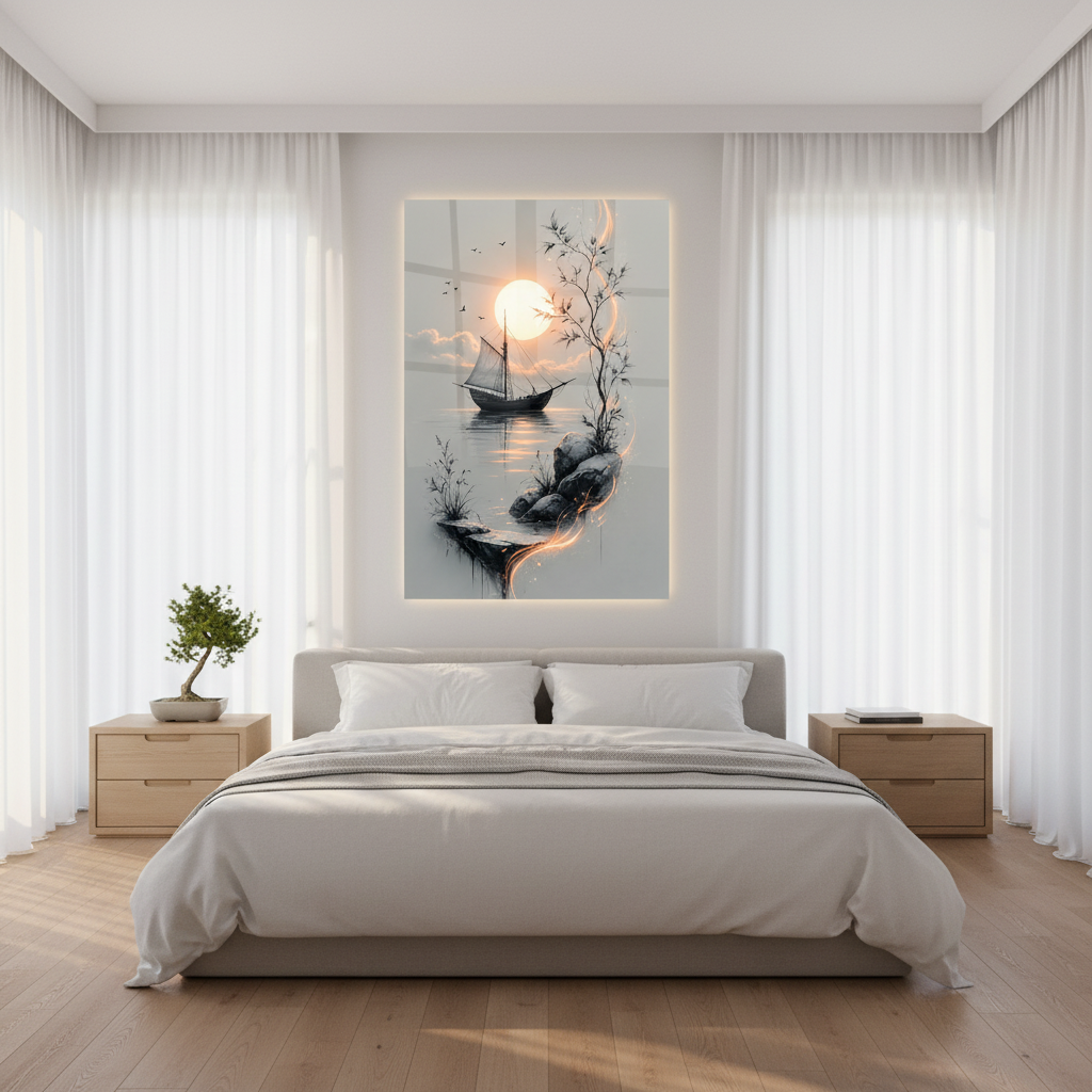 Romantic Sunset Glass Wall Art