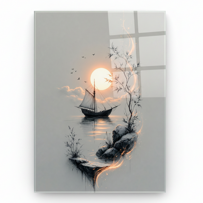 Romantic Sunset Glass Wall Art