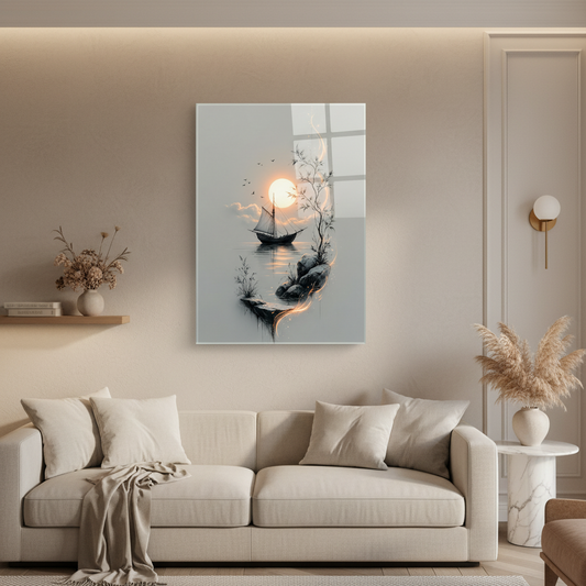 Romantic Sunset Glass Wall Art