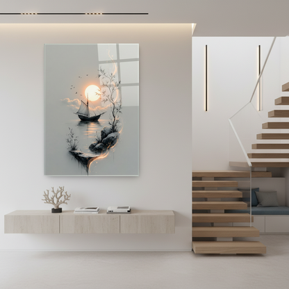 Romantic Sunset Glass Wall Art