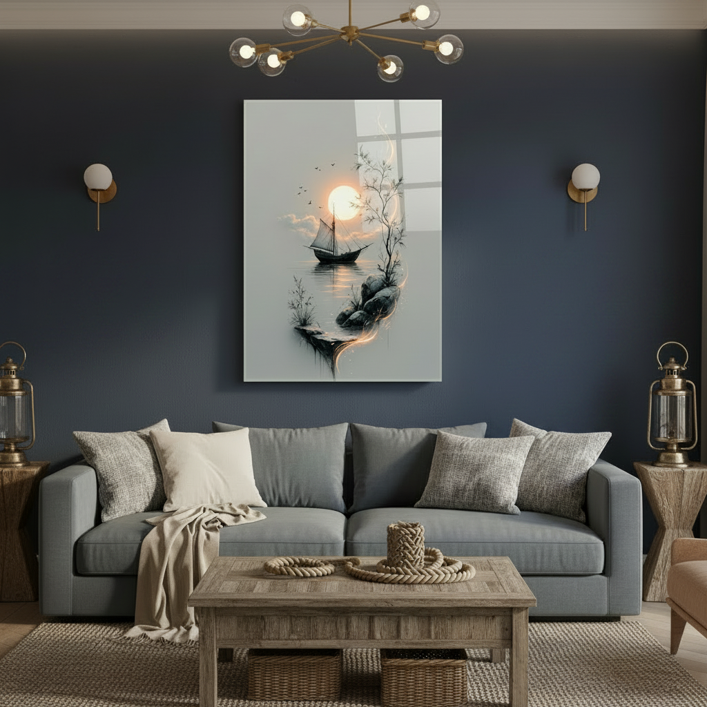 Romantic Sunset Glass Wall Art