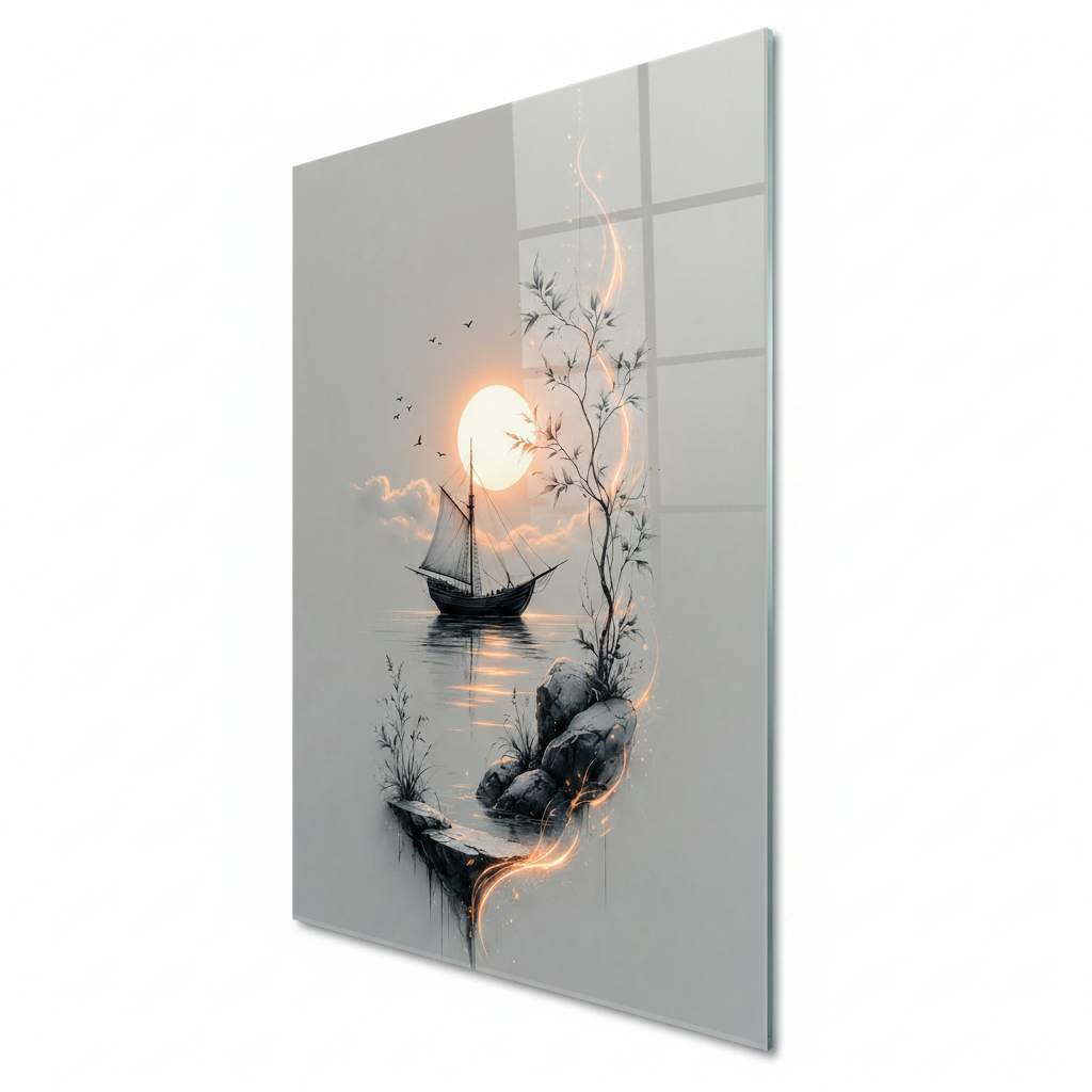 Romantic Sunset Glass Wall Art