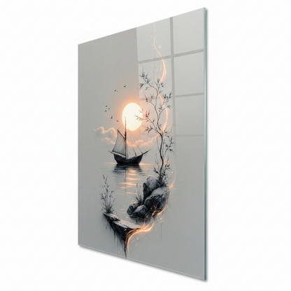 Romantic Sunset Glass Wall Art