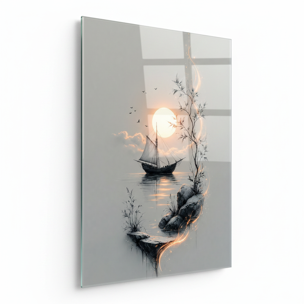 Romantic Sunset Glass Wall Art