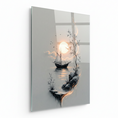 Romantic Sunset Glass Wall Art