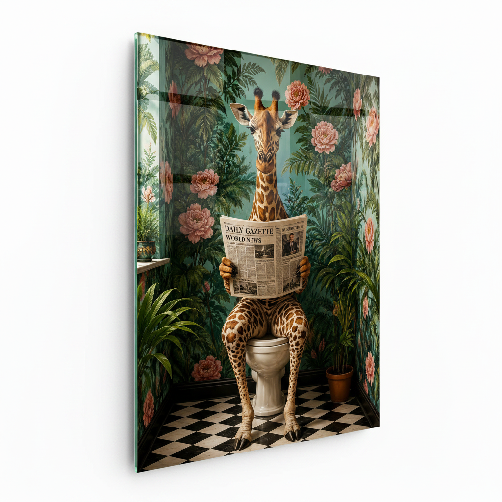 Funny Giraffe Glass Wall Art