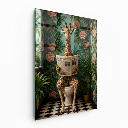 La Girafe Rigolote Tableau en Verre Trempé