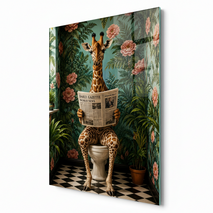 La Girafe Rigolote Tableau en Verre Trempé