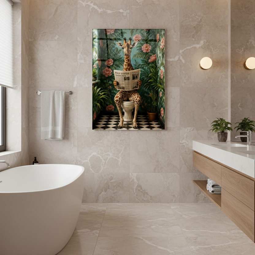 Funny Giraffe Glass Wall Art