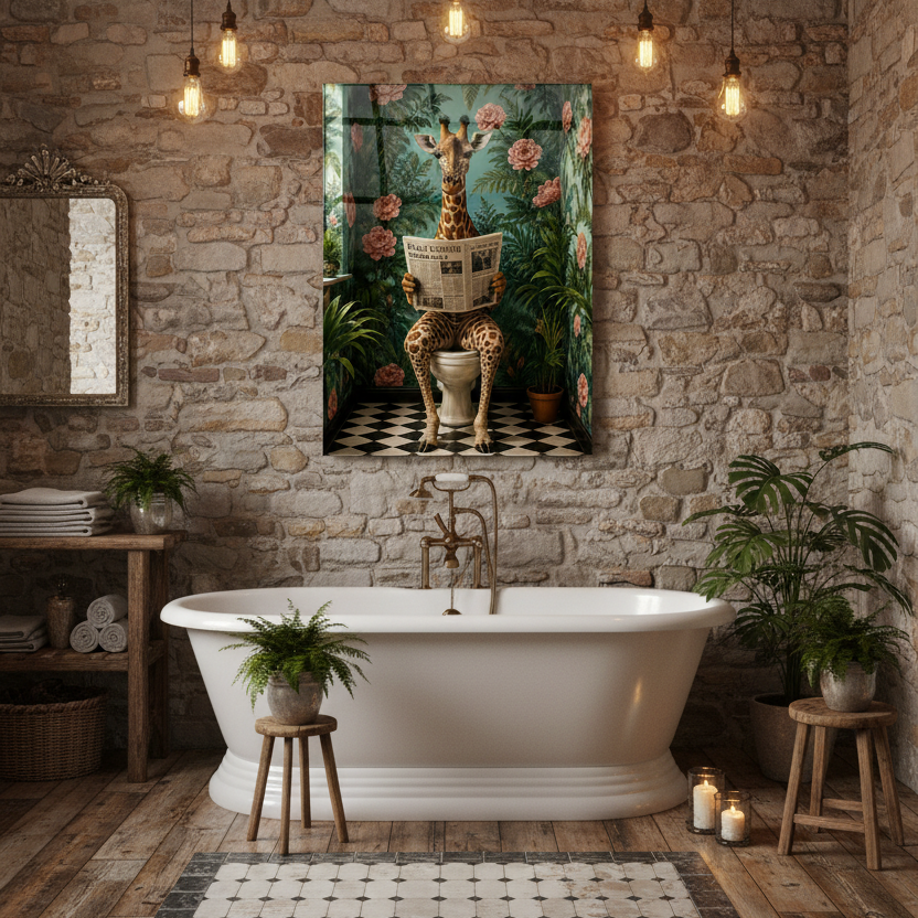 Funny Giraffe Glass Wall Art