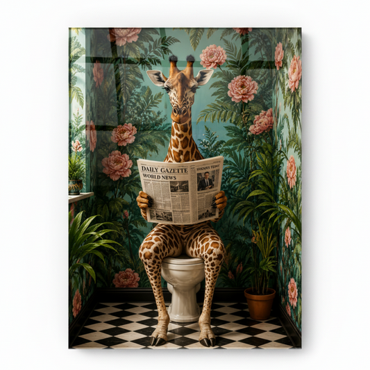 Giraffa Divertente Quadro in Vetro Temperato