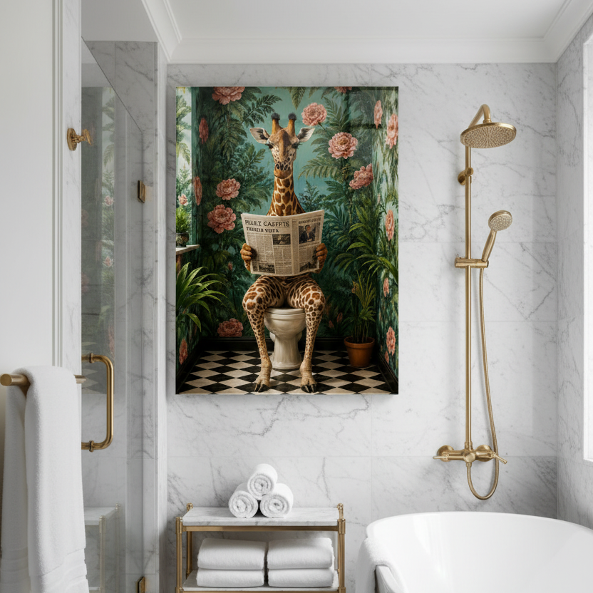 Funny Giraffe Glass Wall Art