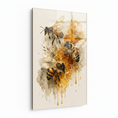 Api Felici Quadro in Vetro Temperato