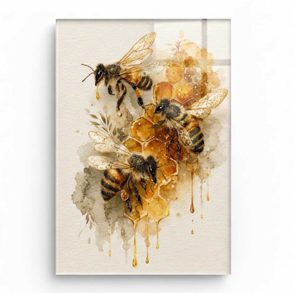 Api Felici Quadro in Vetro Temperato