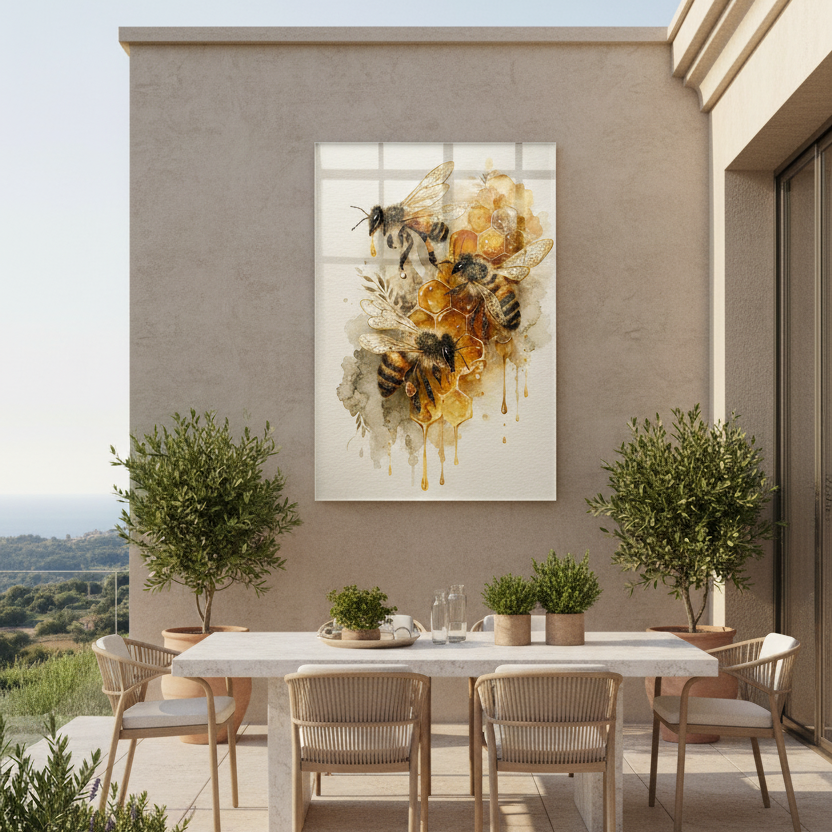Api Felici Quadro in Vetro Temperato