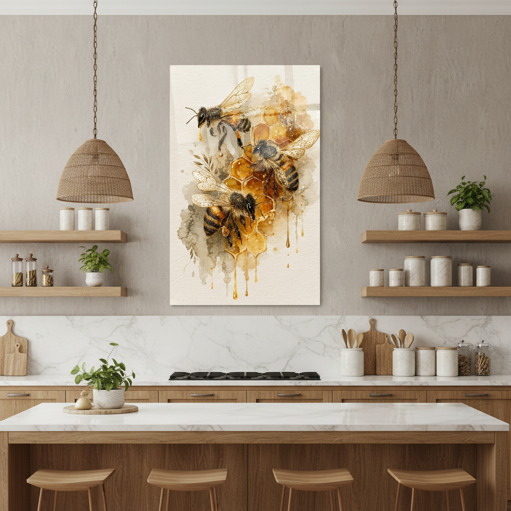 Api Felici Quadro in Vetro Temperato