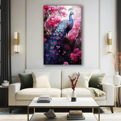 Majestic Peacock Glass Wall Art - LUXARTDECO