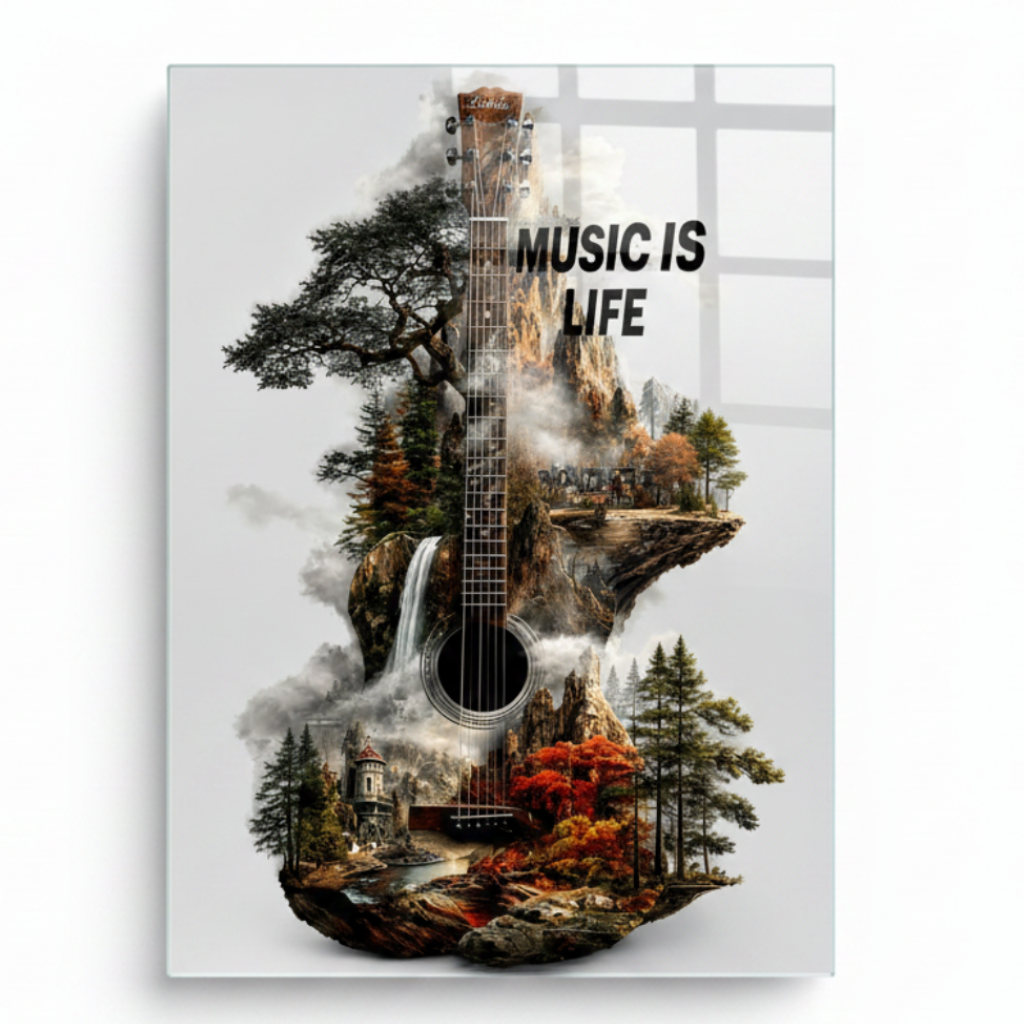 Music Is Life Glass Wall Art