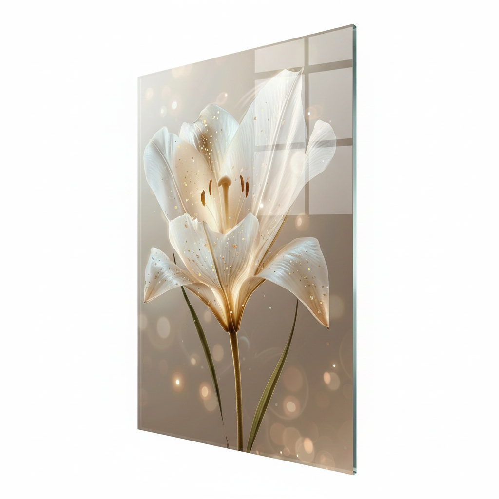 Giglio Bianco Quadro in Vetro Temperato