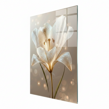 Giglio Bianco Quadro in Vetro Temperato