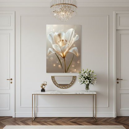 White Flowers on Marble Glass Wall Art (Copia)