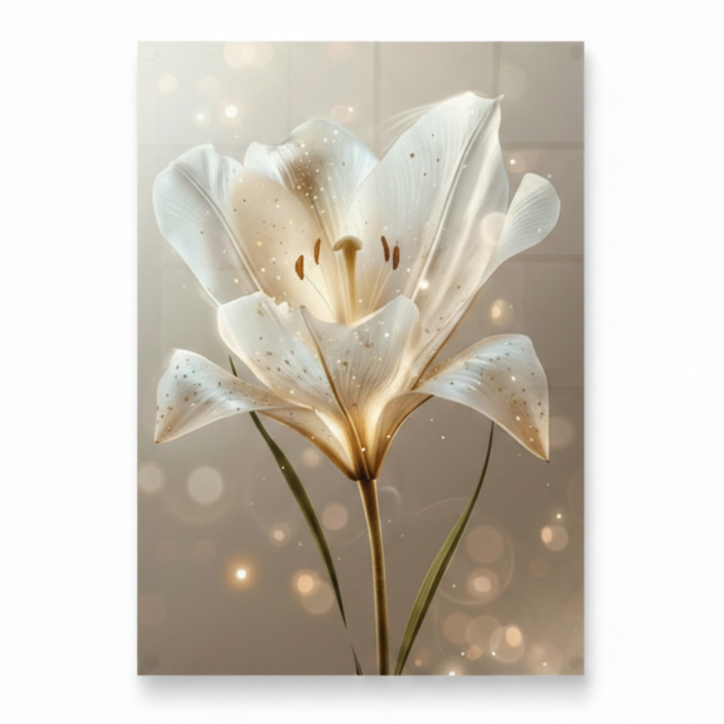 White Flowers on Marble Glass Wall Art (Copia)