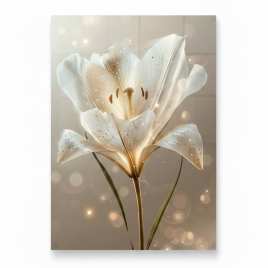 White Flowers on Marble Glass Wall Art (Copia)