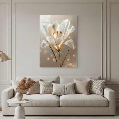 Giglio Bianco Quadro in Vetro Temperato