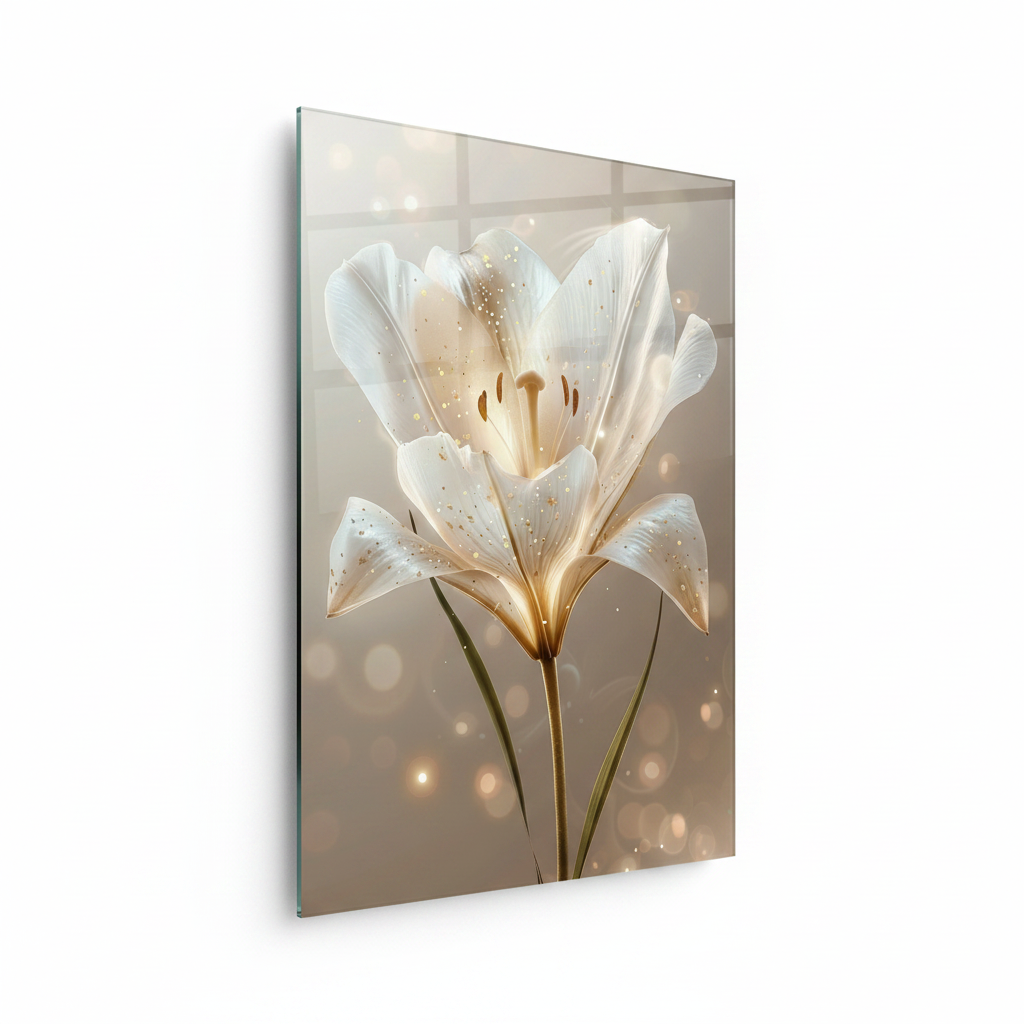 Giglio Bianco Quadro in Vetro Temperato
