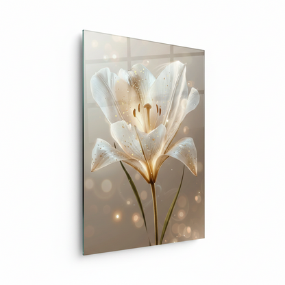 Giglio Bianco Quadro in Vetro Temperato