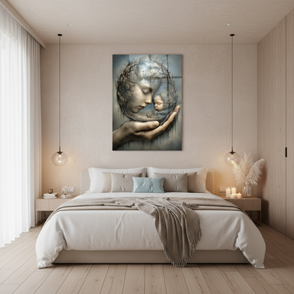 L'amour de la Mère Tableau en Verre Trempé