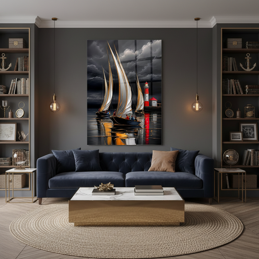 Sailing Boats Glass Wall Art