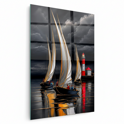 Barche a Vela Quadro in Vetro Temperato
