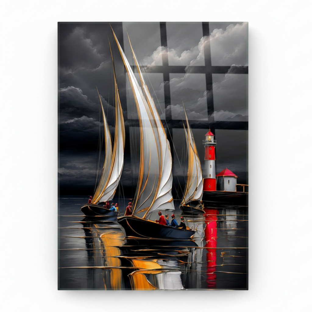 Sailing Boats Glass Wall Art