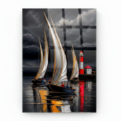 Sailing Boats Glass Wall Art