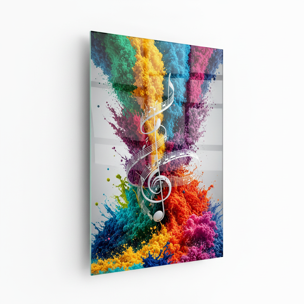 Music Color Splash Glass Wall Art