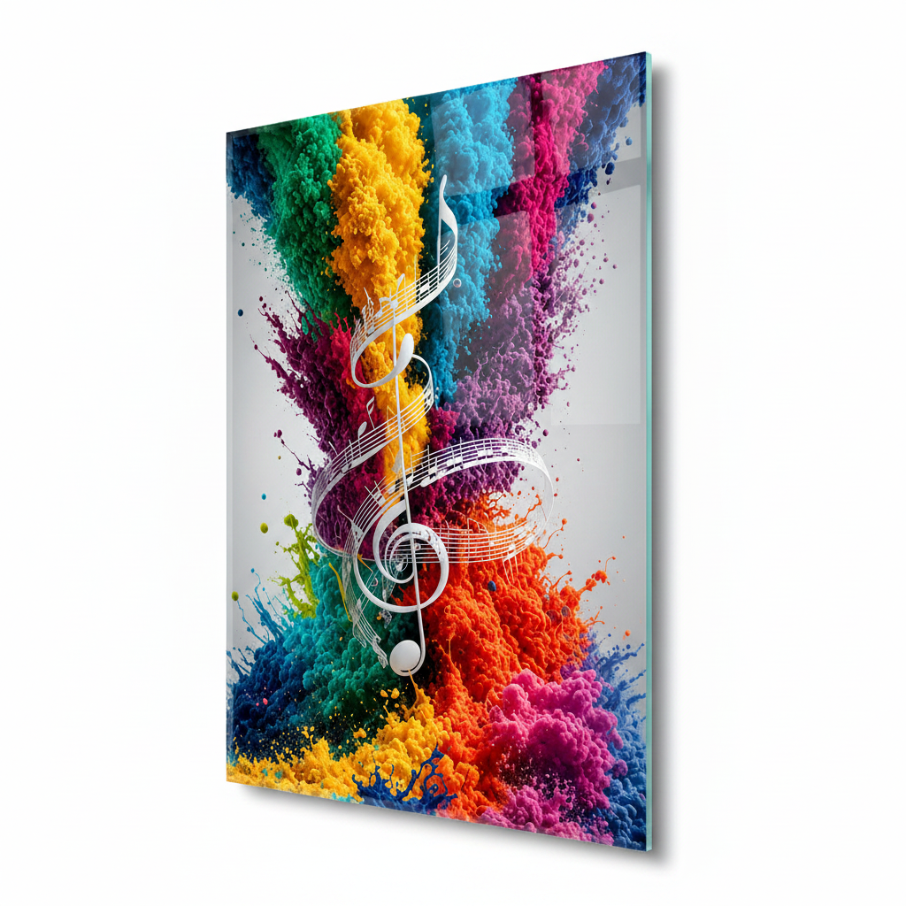Music Color Splash Glass Wall Art