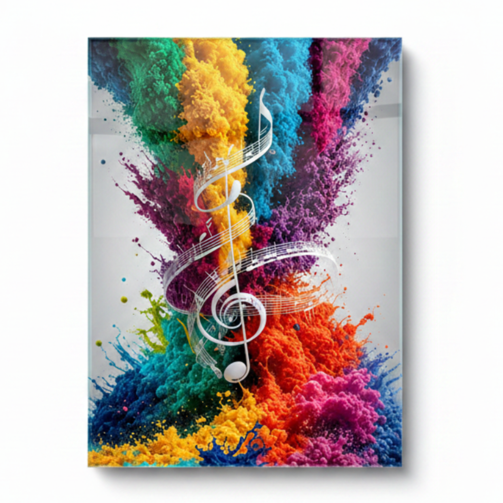 Music Color Splash Glass Wall Art