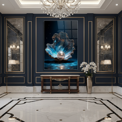 Perle Blanche Tableau en Verre Trempé