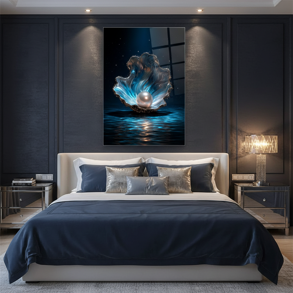White Pearl Glass Wall Art