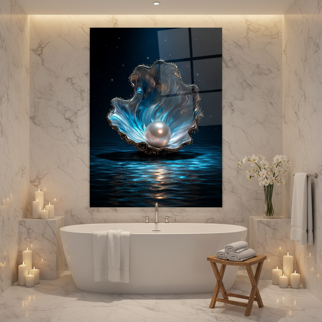 White Pearl Glass Wall Art