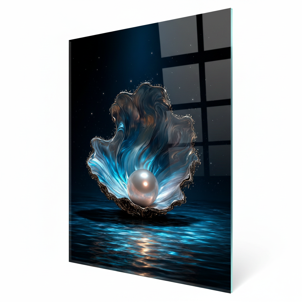 Perle Blanche Tableau en Verre Trempé
