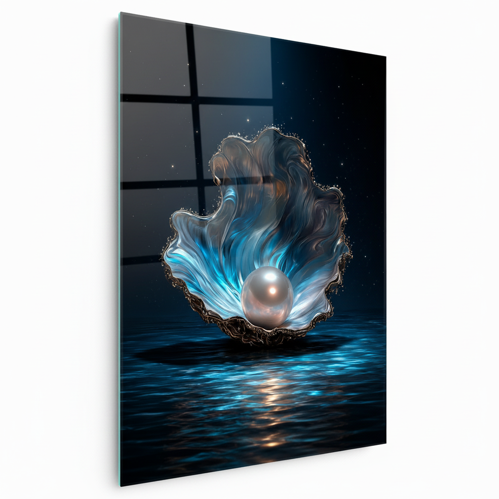 Perle Blanche Tableau en Verre Trempé